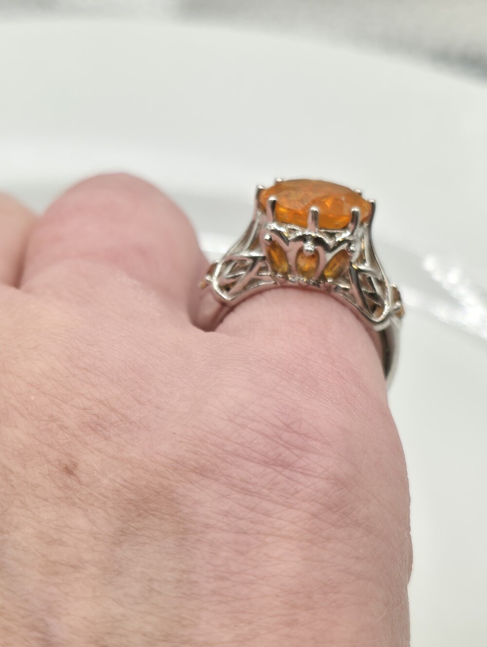 Rare Victoria Wieck Vivid Rutilated Orange Citrine Ring - Picture 7 of 10